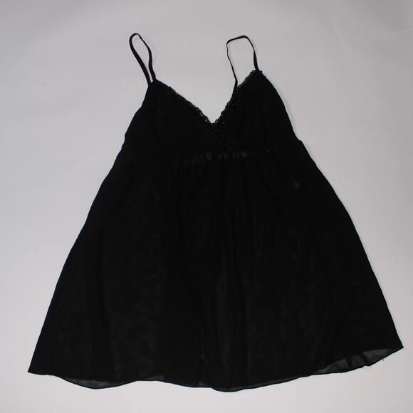 Linea Donatella Coquette Black Semi Sheer Cami With Lace Trim And Beading Size S - Picture 1 of 4